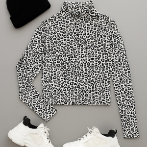 بلوز پلنگی یقه سه سانتی کبریتی کوتاه