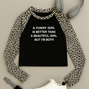 بلوز کراپی طرح آستین پلنگی کبریتی